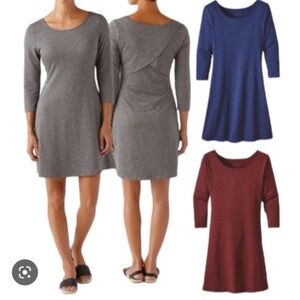 PATAGONIA Women's Red Seabrook 3/4 Sleeve Dress w/ Criss Cross Back Sz L